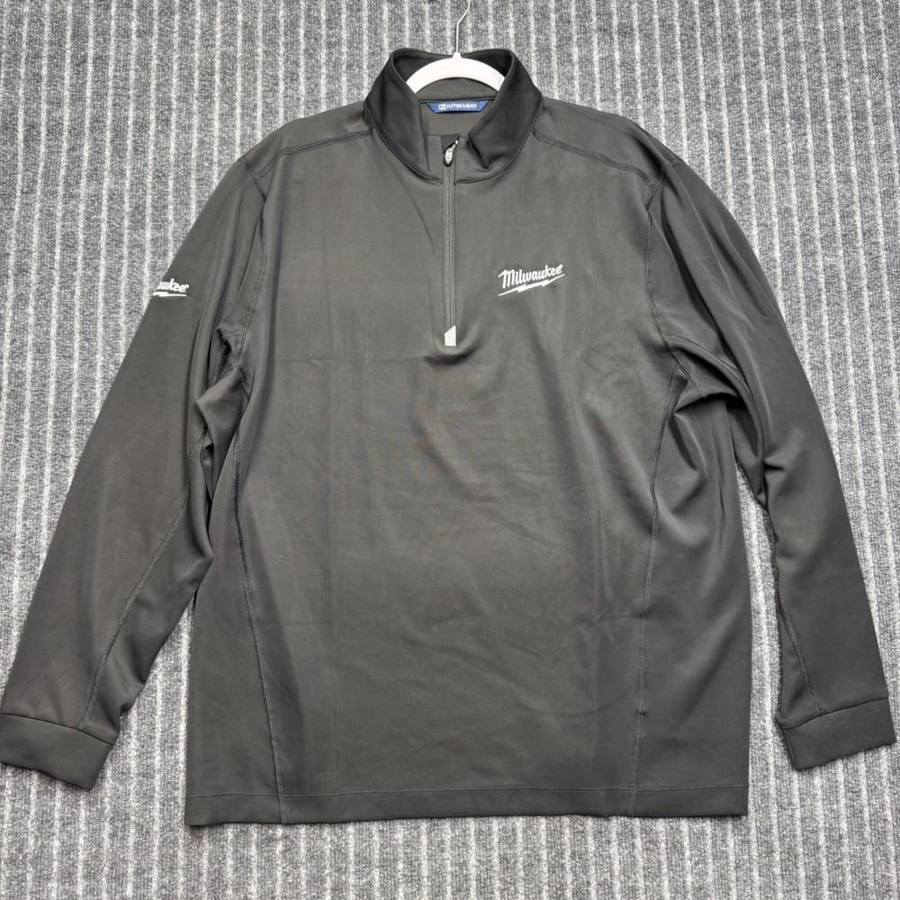 Cutter & Buck Mens Milwaukee Tool 1/4 Zip Pullover XL Black Performance Stretch